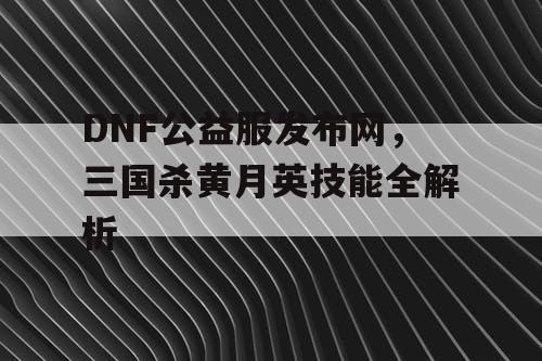 DNF公益服发布网，三国杀黄月英技能全解析