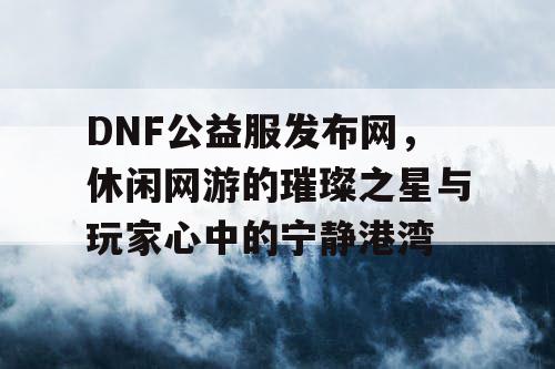 DNF公益服发布网，休闲网游的璀璨之星与玩家心中的宁静港湾