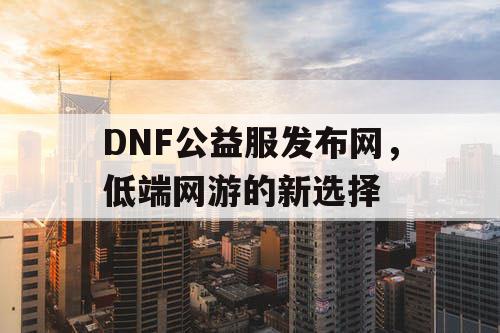 DNF公益服发布网，低端网游的新选择