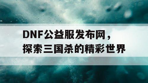 DNF公益服发布网，探索三国杀的精彩世界