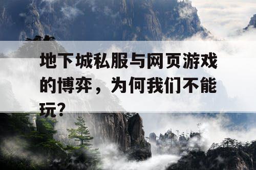 地下城私服与网页游戏的博弈，为何我们不能玩？